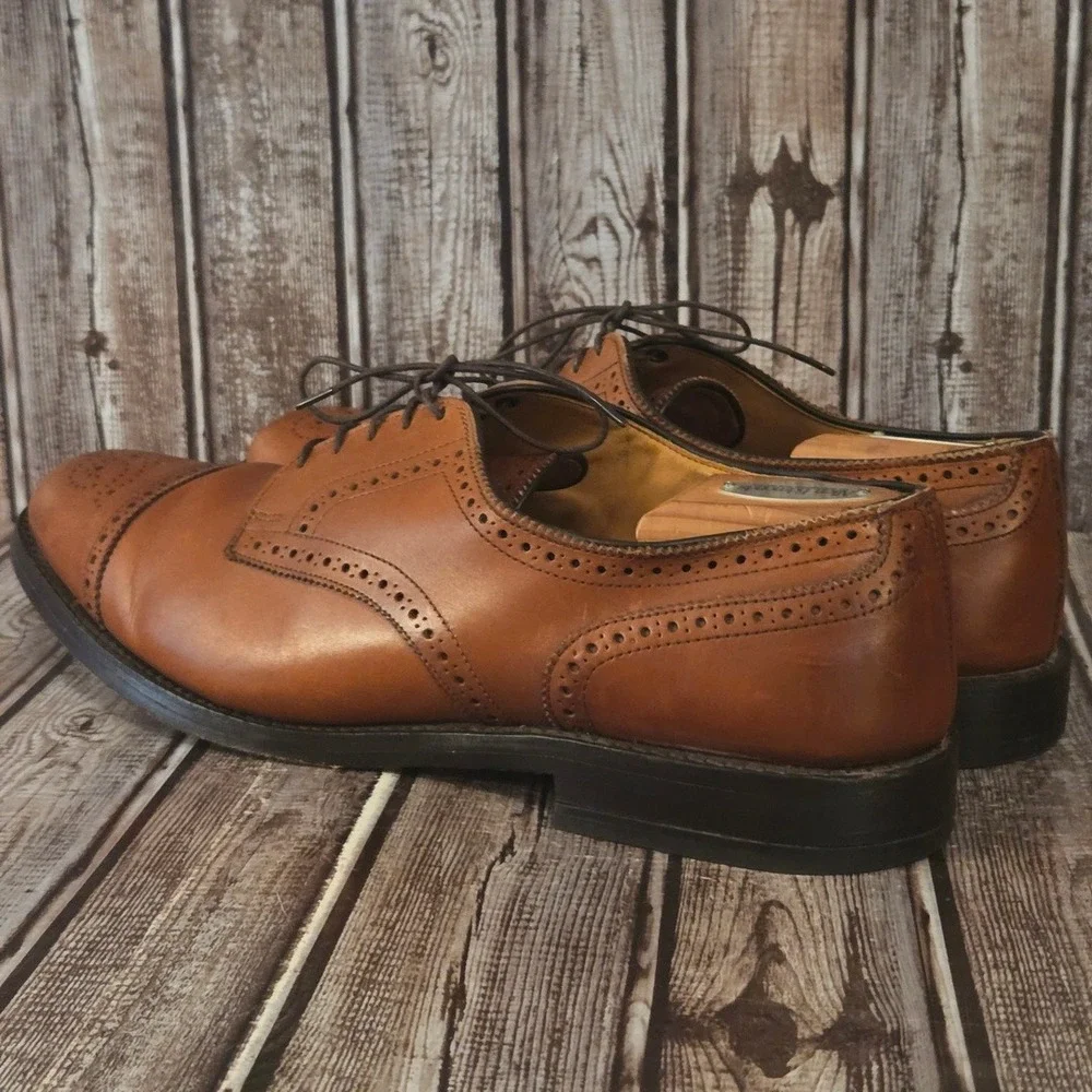 Sz 13 D Allen Edmonds Lexington Walnut Brown Brogue Cap Toe Oxfords Derby Shoes